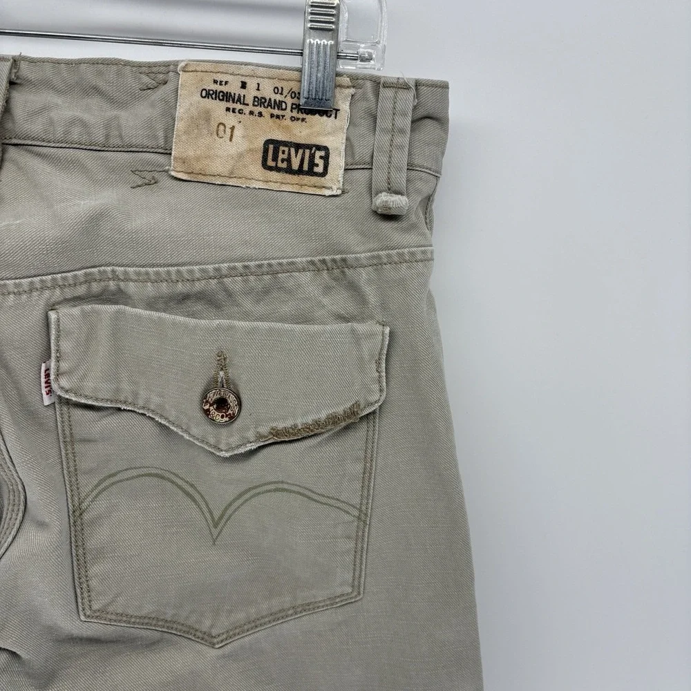Vintage Levis Tab Twills Pants Beige Slim Straight Work Wear Y2K White Tab 32X30